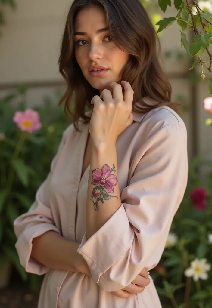 28 Classy Tattoos for Women Over 40: Sophisticated & Empowering - 12. Gracious Orchid