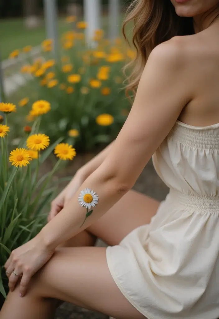 28 Classy Tattoos for Women Over 40: Sophisticated & Empowering - 13. Sweet Daisy