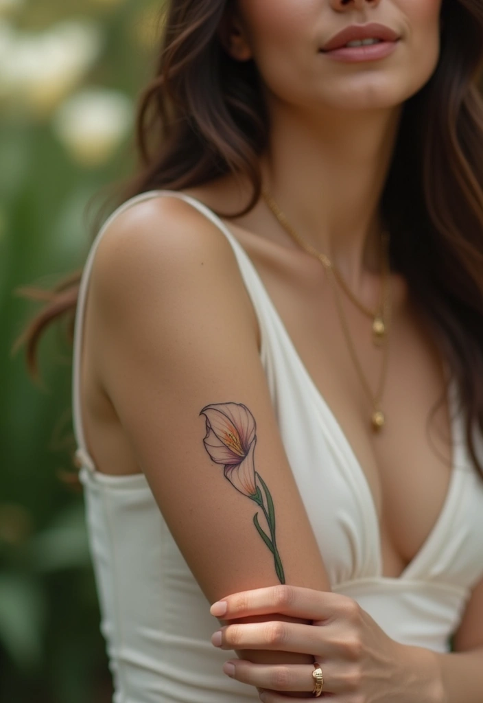 28 Classy Tattoos for Women Over 40: Sophisticated & Empowering - 23. Graceful Calla Lily
