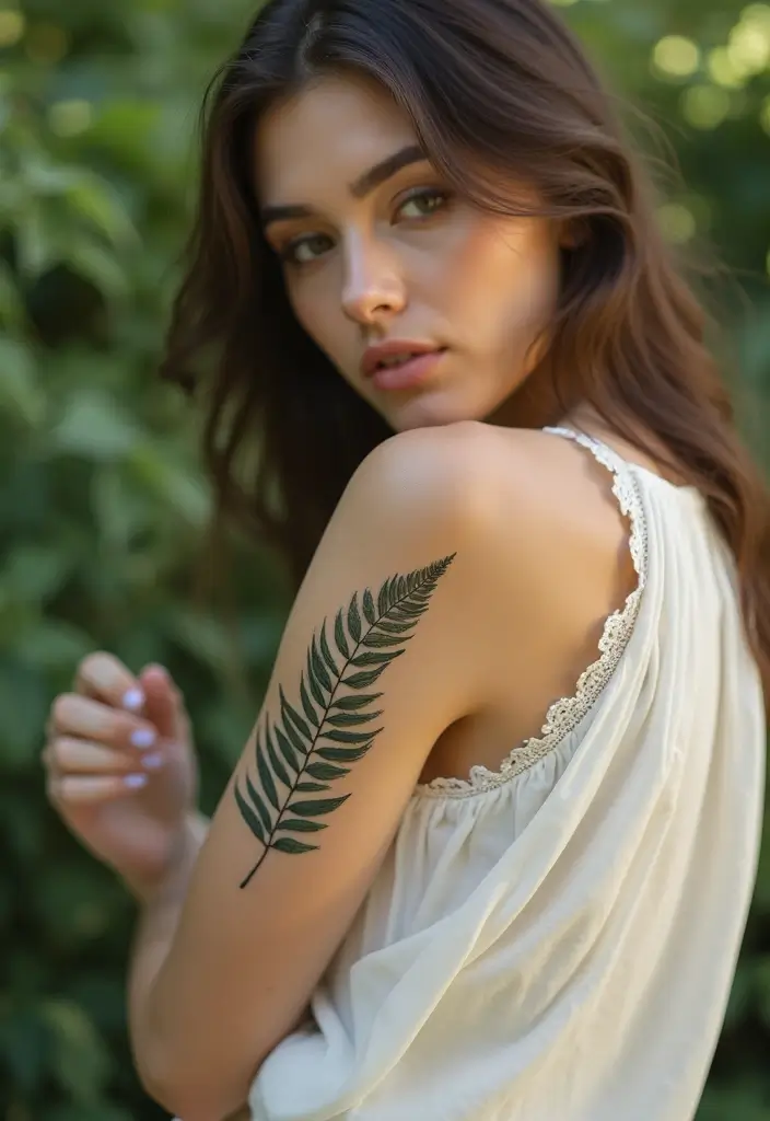 28 Classy Tattoos for Women Over 40: Sophisticated & Empowering - 6. Feminine Fern