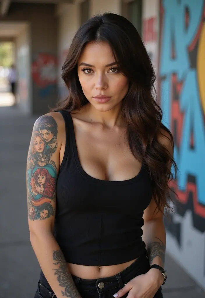 28 Creative Arm Sleeve Tattoos for Women: From Floral to Tribal - 19. Pop Culture Icons