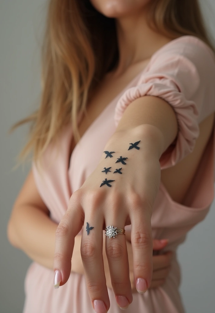 28 Elegant Hand Tattoos for Women: Delicate & Meaningful Ink - 13. Bird Silhouettes