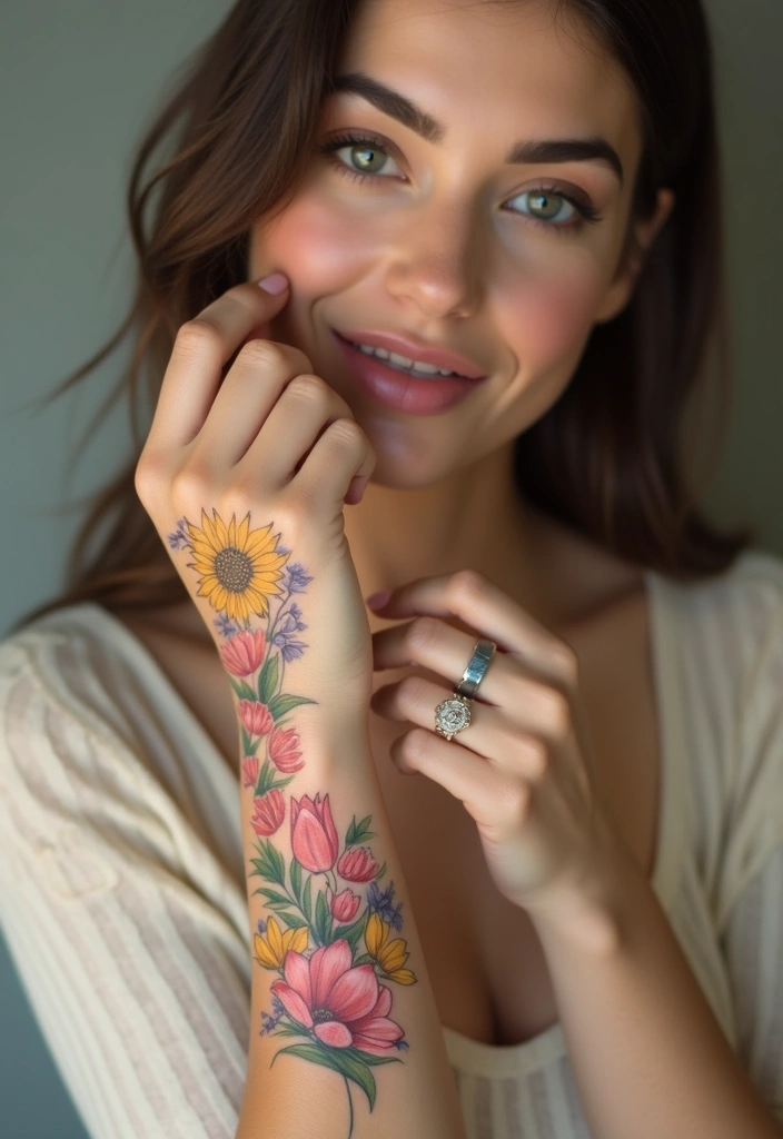28 Elegant Hand Tattoos for Women: Delicate & Meaningful Ink - 22. Seasonal Flowers