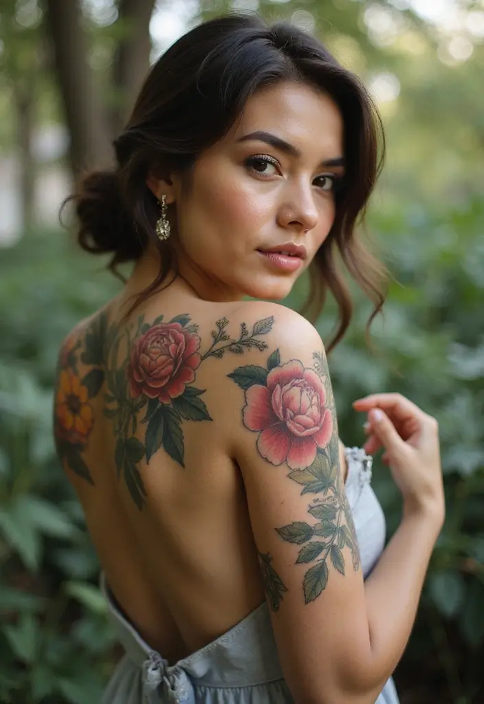 28 Gorgeous Back Tattoos for Women: From Minimal to Bold - 6. Vintage Botanical Illustrations