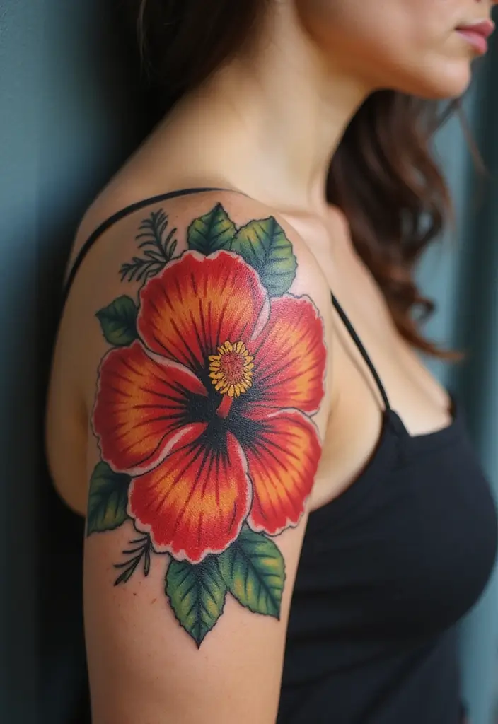 28 Gorgeous Pretty Tattoos for Women: Beauty Meets Meaning - 20. Elegant Hibiscus: Tropical Vibes