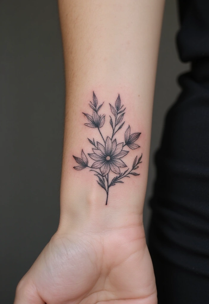 28 Gorgeous Pretty Tattoos for Women: Beauty Meets Meaning - 28. Floral Silhouette: Simplicity Meets Elegance