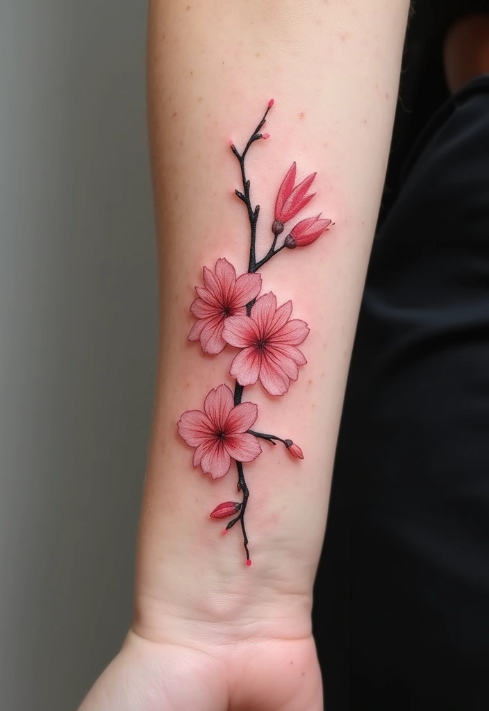 28 Gorgeous Pretty Tattoos for Women: Beauty Meets Meaning - 6. Cherry Blossom: Transience and Beauty