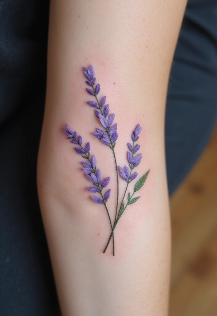 28 Gorgeous Pretty Tattoos for Women: Beauty Meets Meaning - 7. Lavender Sprigs: Serenity and Calm