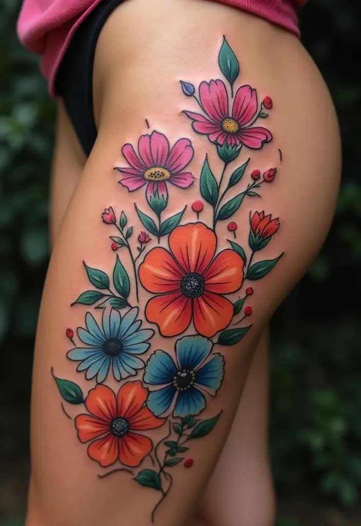 28 Gorgeous Pretty Tattoos for Women: Beauty Meets Meaning - 9. Wildflowers: Authenticity and Freedom