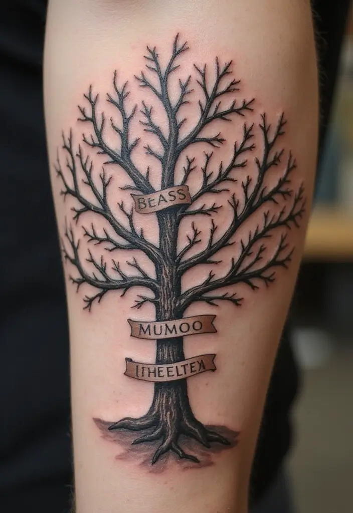 28 Meaningful Name Tattoos for Women: Honoring Loved Ones - 13. Family Tree Name Tattoos