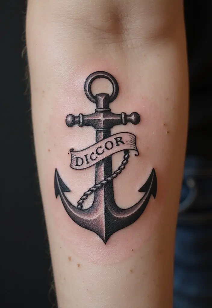 28 Meaningful Name Tattoos for Women: Honoring Loved Ones - 20. Name Tattoos with Anchors
