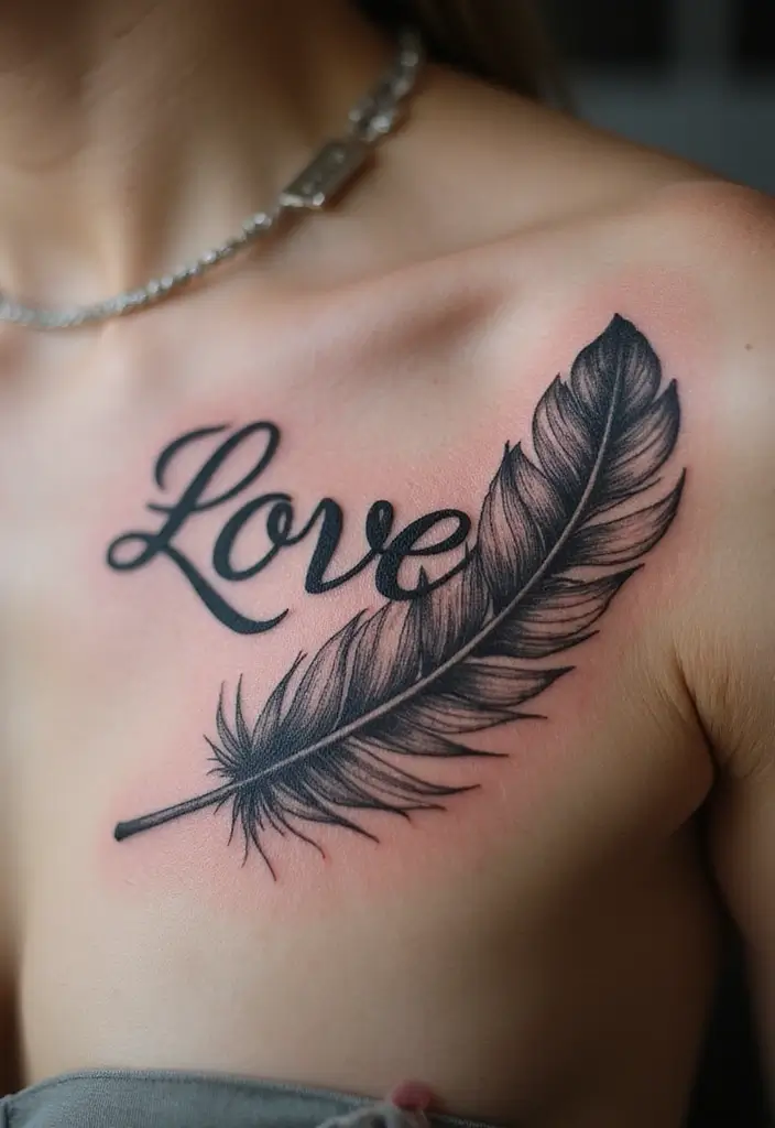 28 Meaningful Name Tattoos for Women: Honoring Loved Ones - 24. Name Tattoos with Feathers