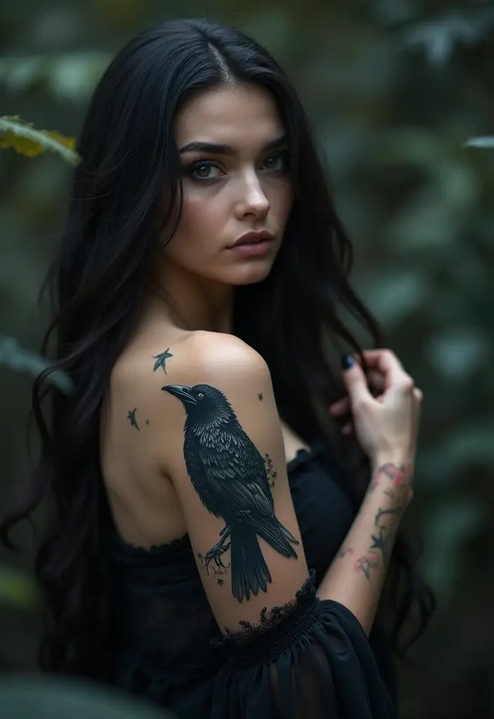 28 Meaningful Tattoos for Women: Ink with Deep Significance - 14. The Raven