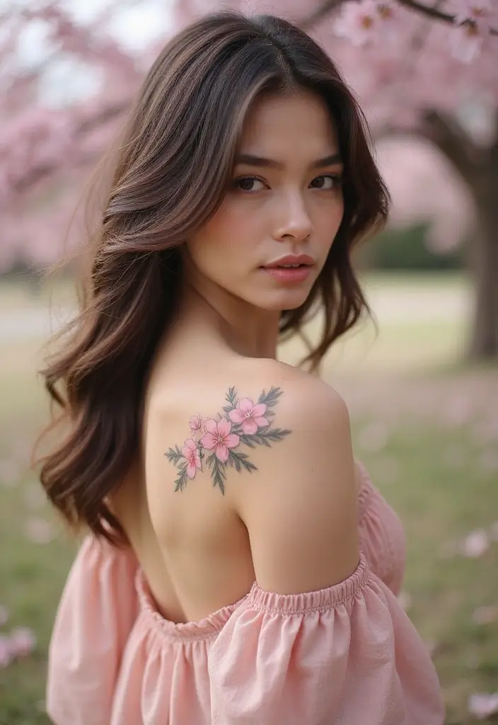 28 Meaningful Tattoos for Women: Ink with Deep Significance - 17. The Cherry Blossom