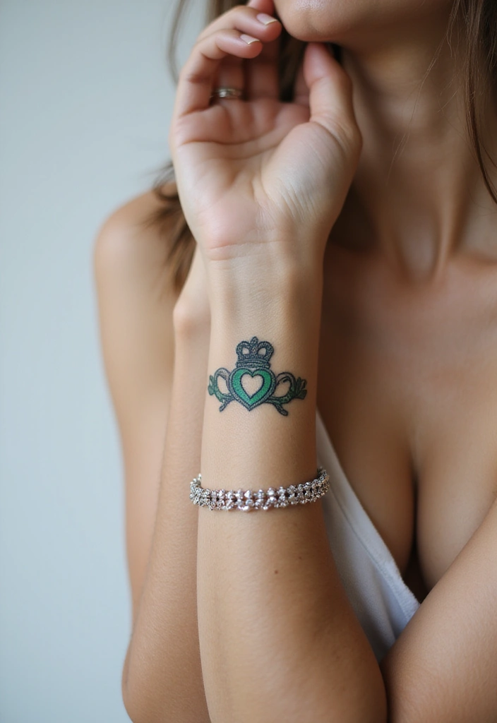 28 Meaningful Tattoos for Women: Ink with Deep Significance - 22. The Claddagh Ring