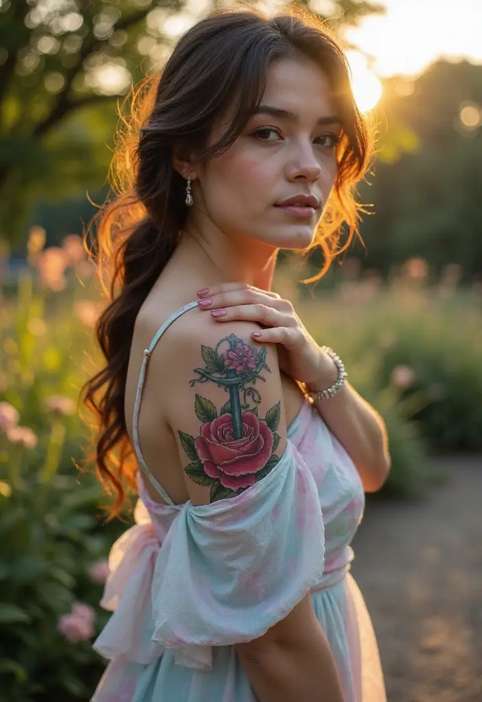 28 Meaningful Tattoos for Women: Ink with Deep Significance - 25. The Anchor Rose