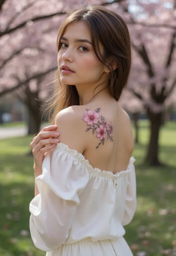 28 Meaningful Tattoos for Women: Ink with Deep Significance - 27. The Cherry Blossom
