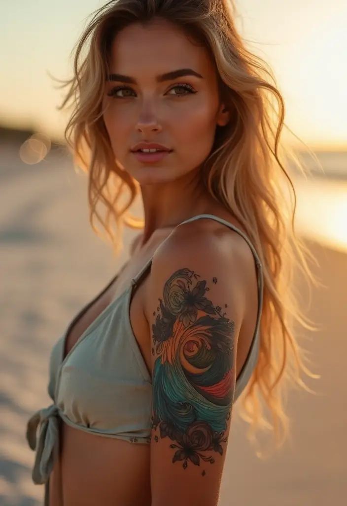 28 Meaningful Tattoos for Women: Ink with Deep Significance - 28. The Waves