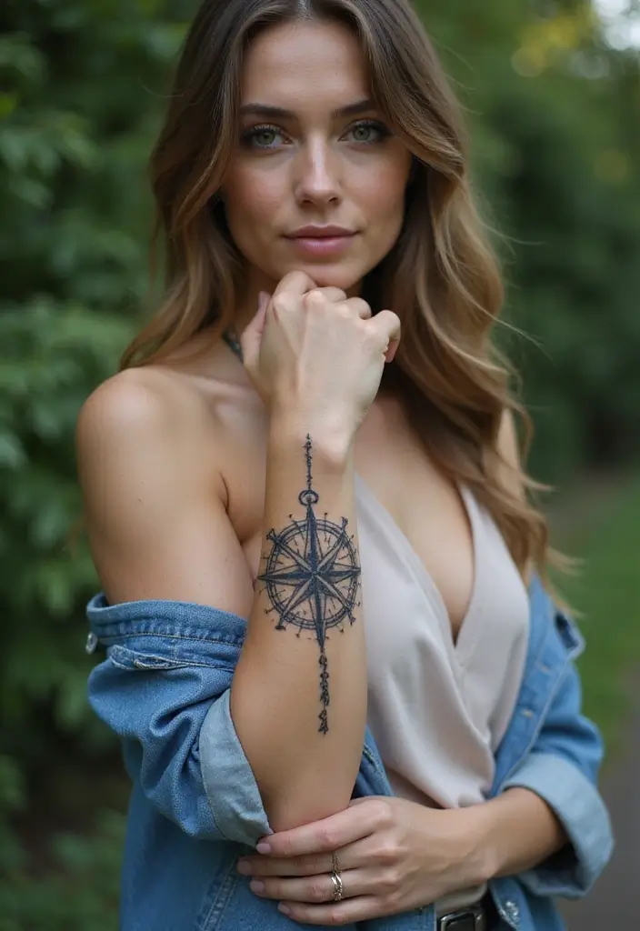 28 Meaningful Tattoos for Women: Ink with Deep Significance - 5. The Compass