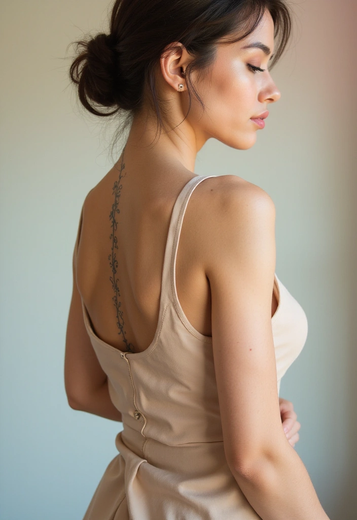 28 Unique Spine Tattoos for Women: One-of-a-Kind Designs - 2. Minimalist Line Art