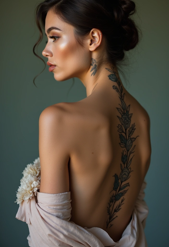 28 Unique Spine Tattoos for Women: One-of-a-Kind Designs - 20. Combination Designs