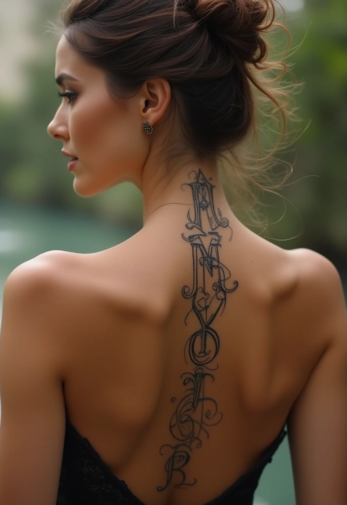 28 Unique Spine Tattoos for Women: One-of-a-Kind Designs - 21. Personalized Initials