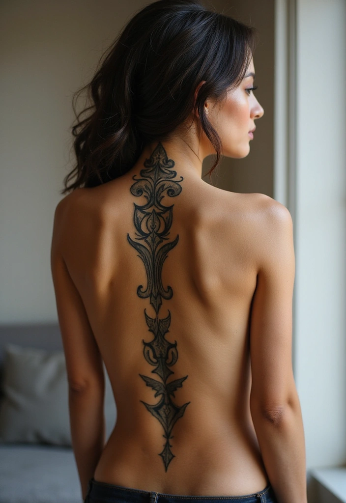 28 Unique Spine Tattoos for Women: One-of-a-Kind Designs - 5. Tribal Designs