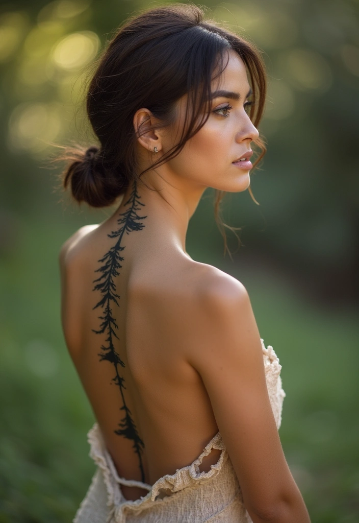 28 Unique Spine Tattoos for Women: One-of-a-Kind Designs - 7. Nature-Inspired Designs