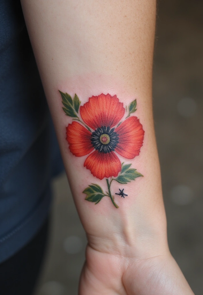 30 Adorable Small Tattoos for Women: Tiny & Cute Designs - 10. Tiny Poppy