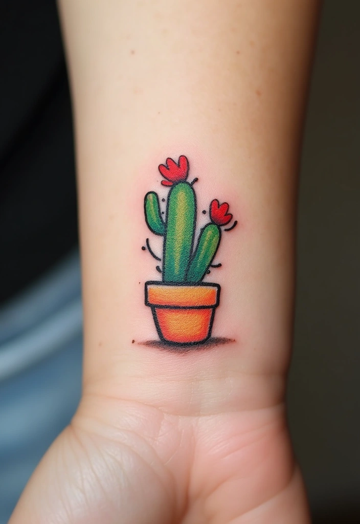 30 Adorable Small Tattoos for Women: Tiny & Cute Designs - 12. Tiny Cactus