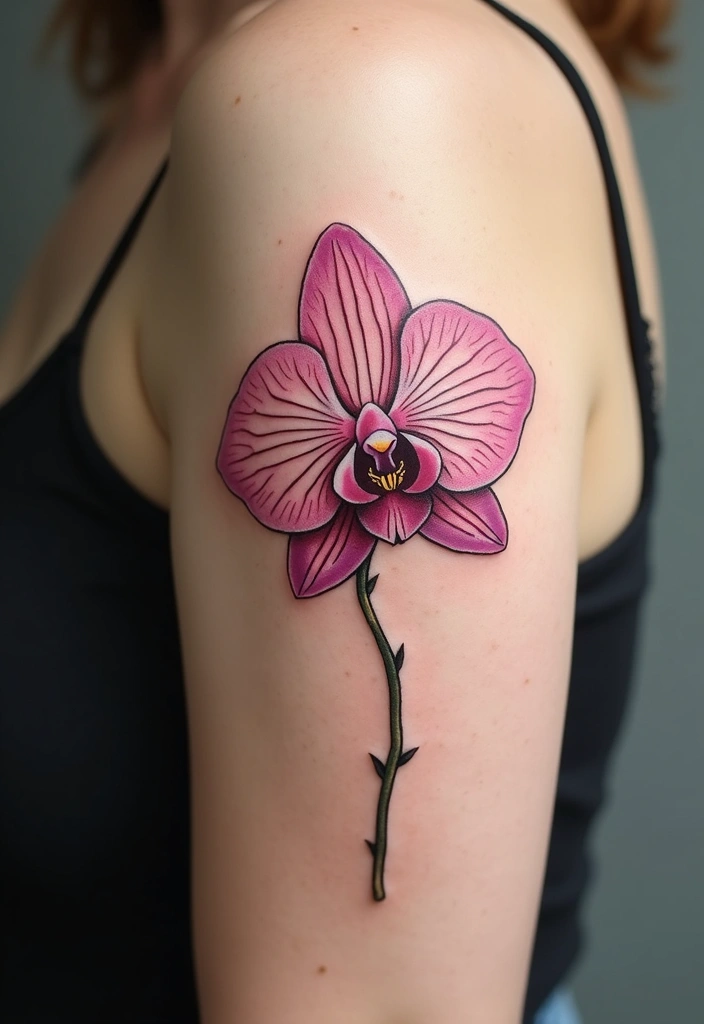 30 Adorable Small Tattoos for Women: Tiny & Cute Designs - 13. Minimalist Orchid