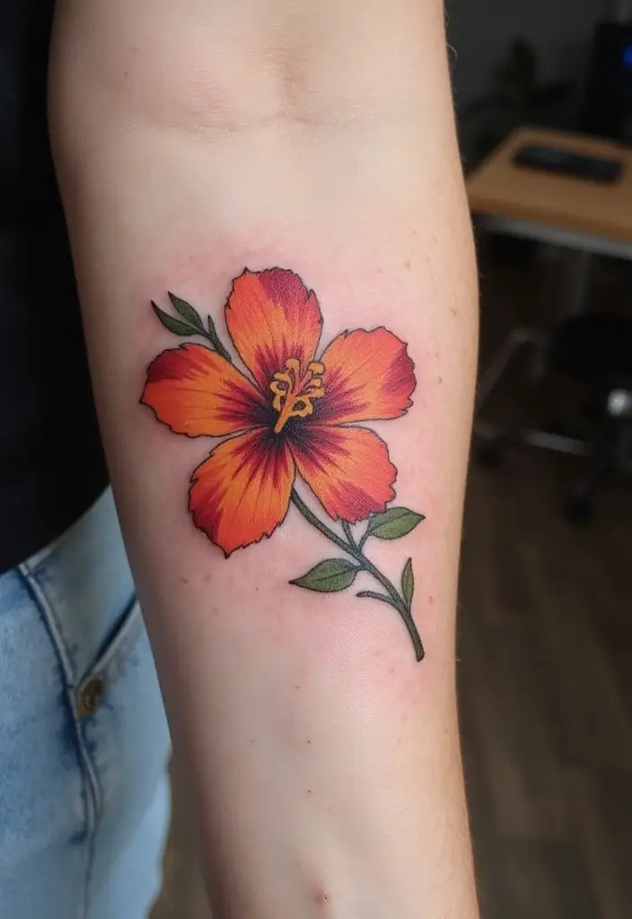 30 Adorable Small Tattoos for Women: Tiny & Cute Designs - 15. Minimalist Hibiscus