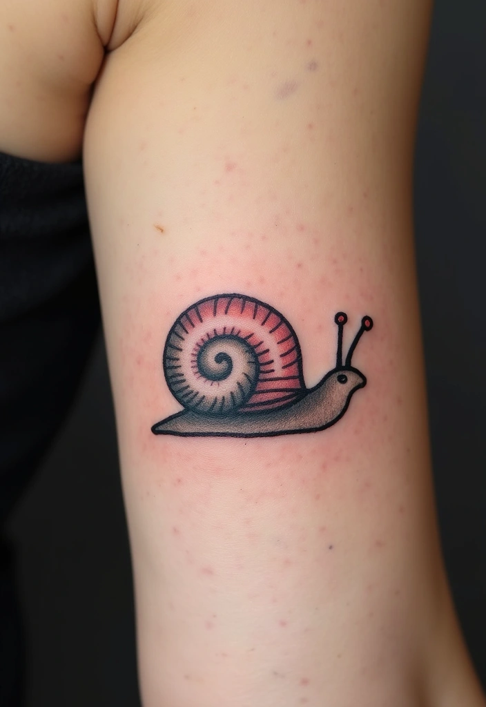 30 Adorable Small Tattoos for Women: Tiny & Cute Designs - 17. Minimalist Snail