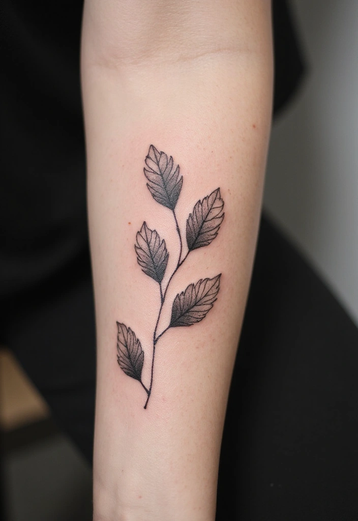 30 Adorable Small Tattoos for Women: Tiny & Cute Designs - 19. Minimalist Leafy Vine