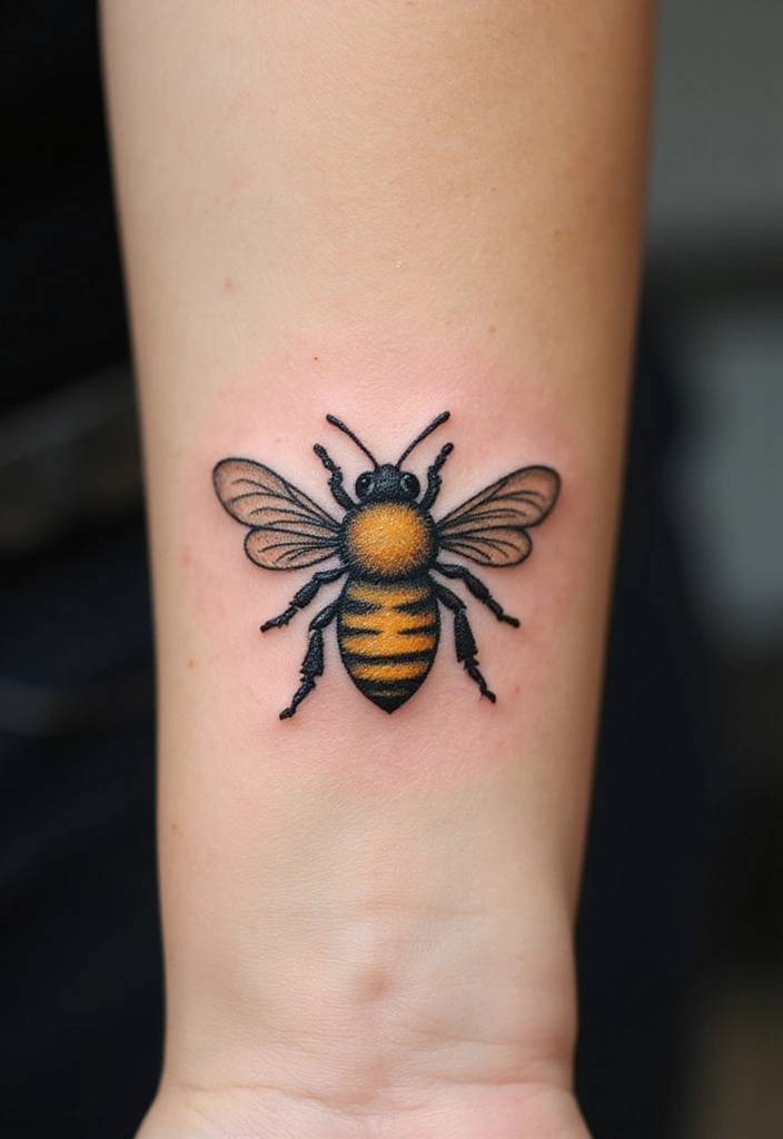 30 Adorable Small Tattoos for Women: Tiny & Cute Designs - 20. Tiny Honeybee