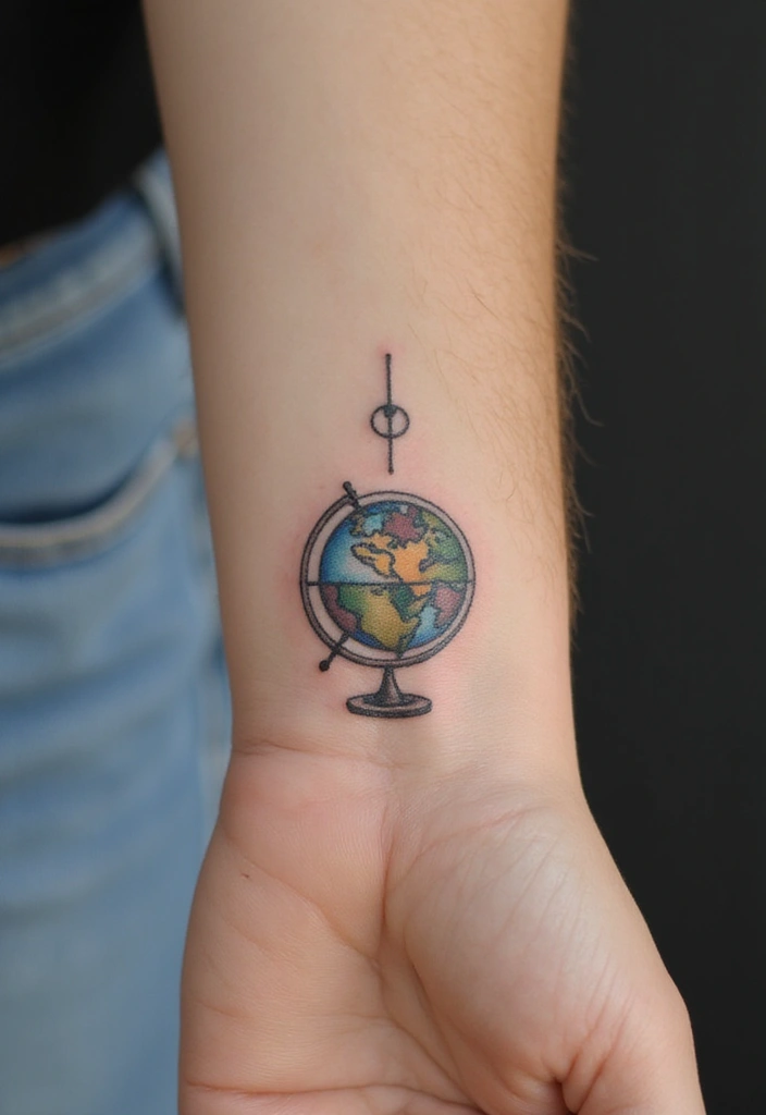 30 Adorable Small Tattoos for Women: Tiny & Cute Designs - 22. Tiny Globe