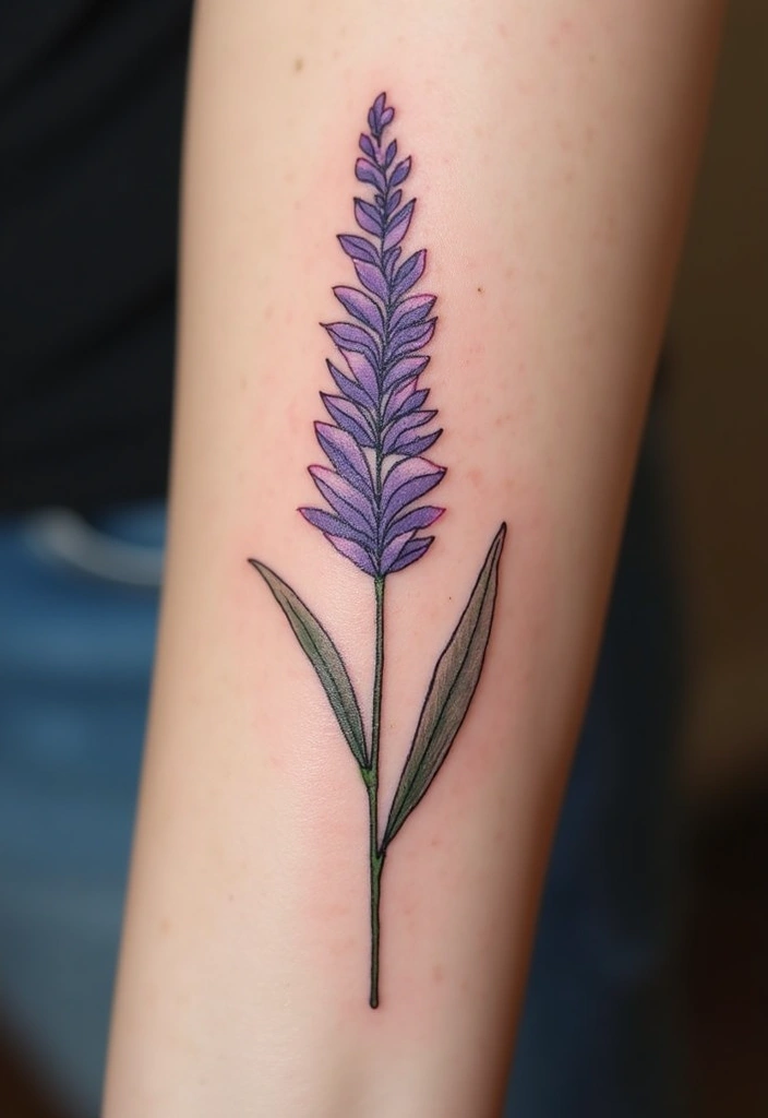 30 Adorable Small Tattoos for Women: Tiny & Cute Designs - 3. Delicate Lavender Stalk