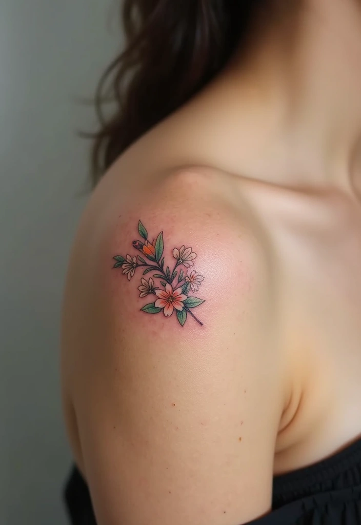 30 Adorable Small Tattoos for Women: Tiny & Cute Designs - 30. Tiny Shooting Star With Flowers