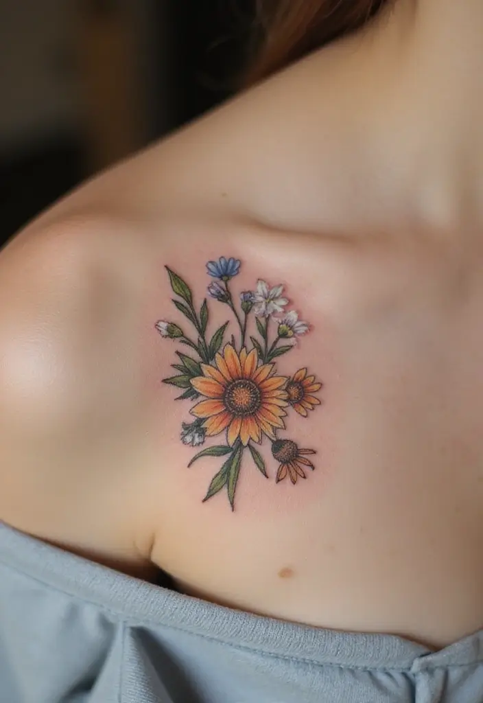 30 Adorable Small Tattoos for Women: Tiny & Cute Designs - 4. Tiny Wildflower Bouquet