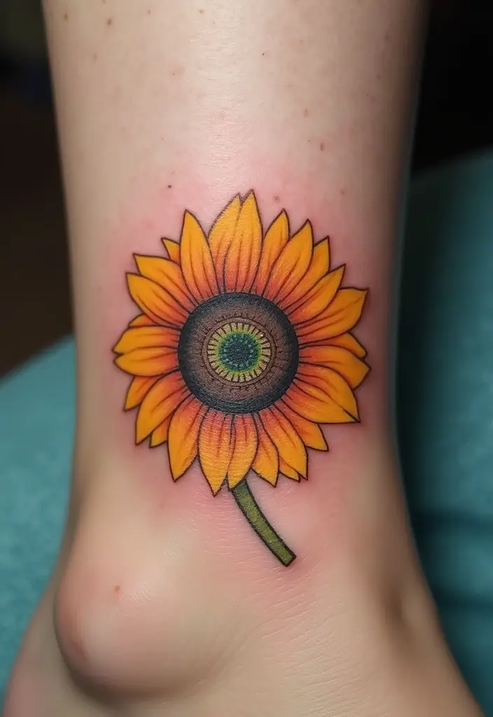 30 Adorable Small Tattoos for Women: Tiny & Cute Designs - 6. Tiny Sunflower