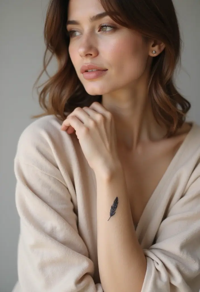 30 Best Tattoos for Women: Top Inspirational Designs in 2025 - 20. Minimalist Feather Tattoos