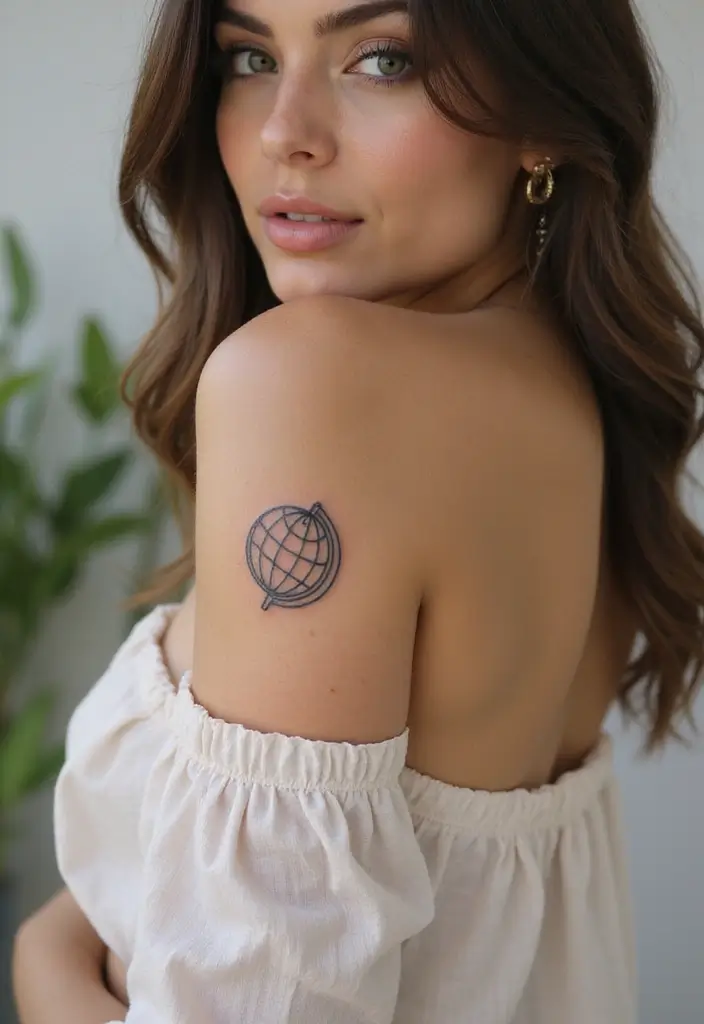 30 Best Tattoos for Women: Top Inspirational Designs in 2025 - 27. Minimalist Globe Tattoos