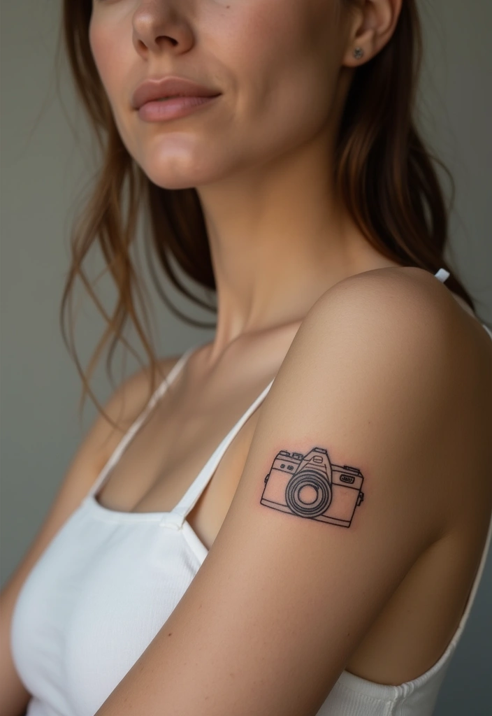 30 Best Tattoos for Women: Top Inspirational Designs in 2025 - 28. Minimalist Camera Tattoos