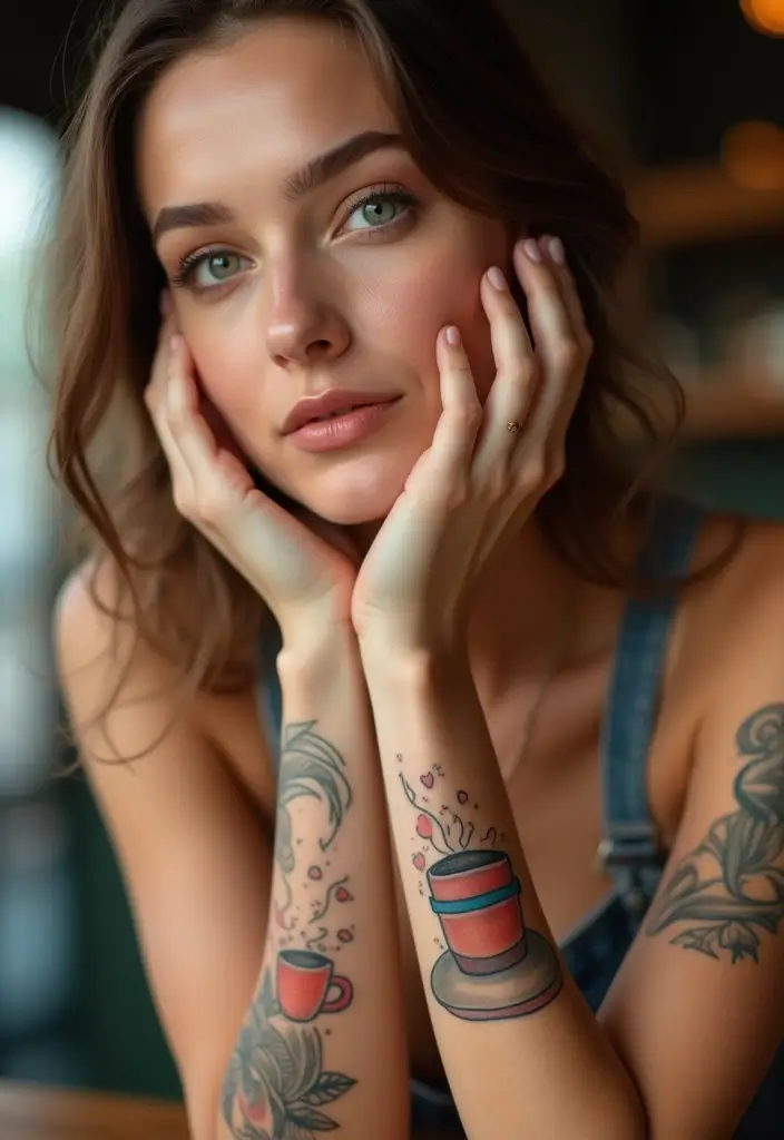 30 Cute Tattoos for Women: Sweet & Playful Ink Ideas - 18. Adorable Coffee Cup Tattoos