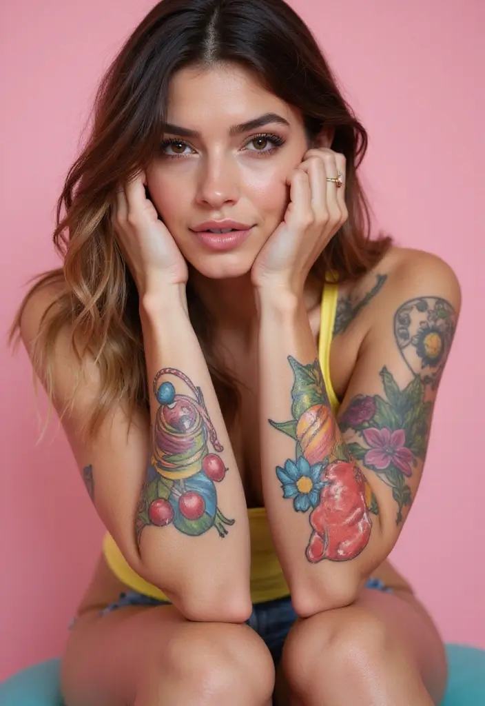 30 Cute Tattoos for Women: Sweet & Playful Ink Ideas - 19. Sweet Candy Tattoos