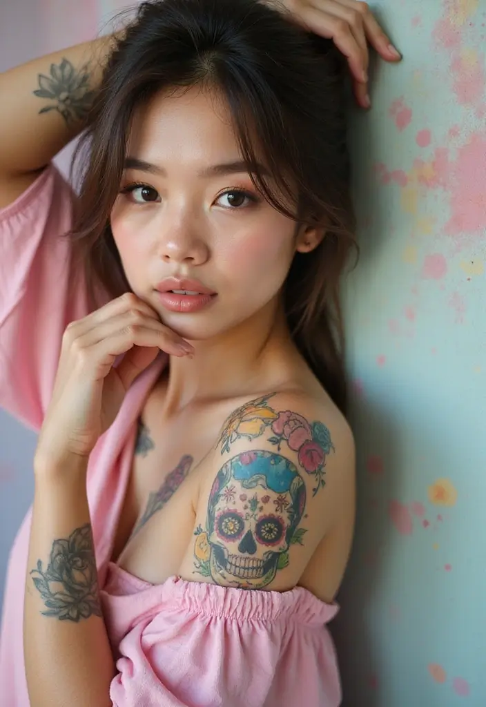 30 Cute Tattoos for Women: Sweet & Playful Ink Ideas - 29. Cute Candy Skull Tattoos