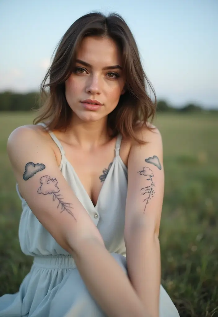 30 Cute Tattoos for Women: Sweet & Playful Ink Ideas - 5. Playful Cloud Tattoos