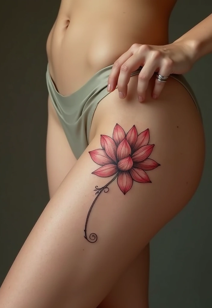 30 Gorgeous Thigh Tattoos for Women: Bold & Feminine Designs - 6. Lotus Flowers
