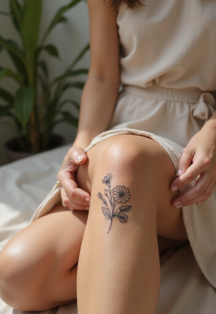 30 Gorgeous Thigh Tattoos for Women: Bold & Feminine Designs - 8. Minimalist Floral Designs