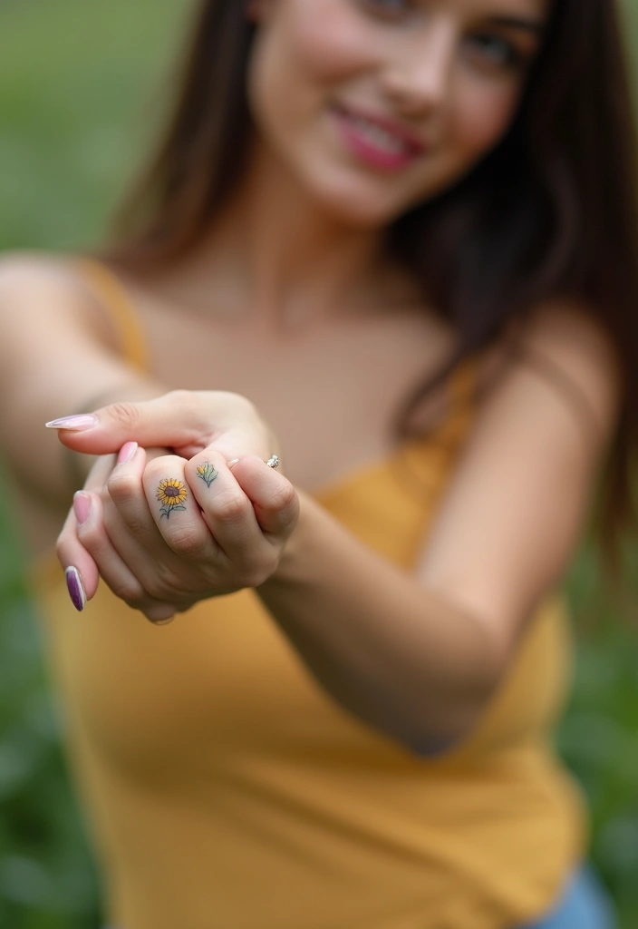 30 Pretty Wrist Tattoos for Women: Delicate & Personal Designs - 14. Tiny Sunflower